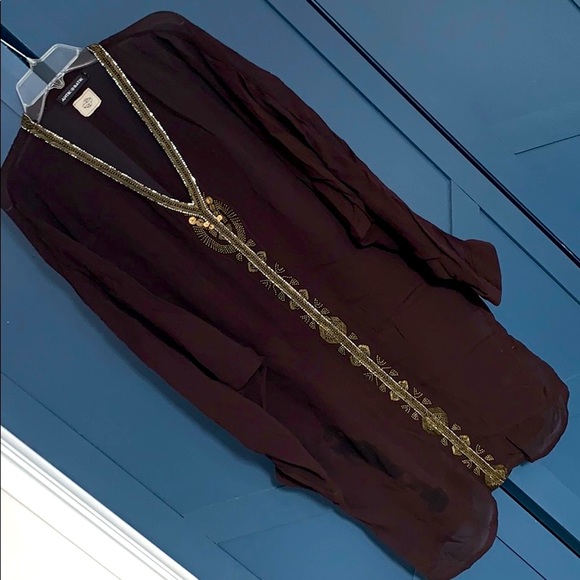 Antik Batik Dresses & Skirts - Antik Batik chiffon beaded caftan semi sheer beach summer dress kimono